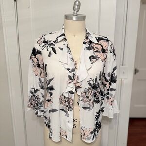 Karl Lagerfeld Black and Pink Floral Blouse
